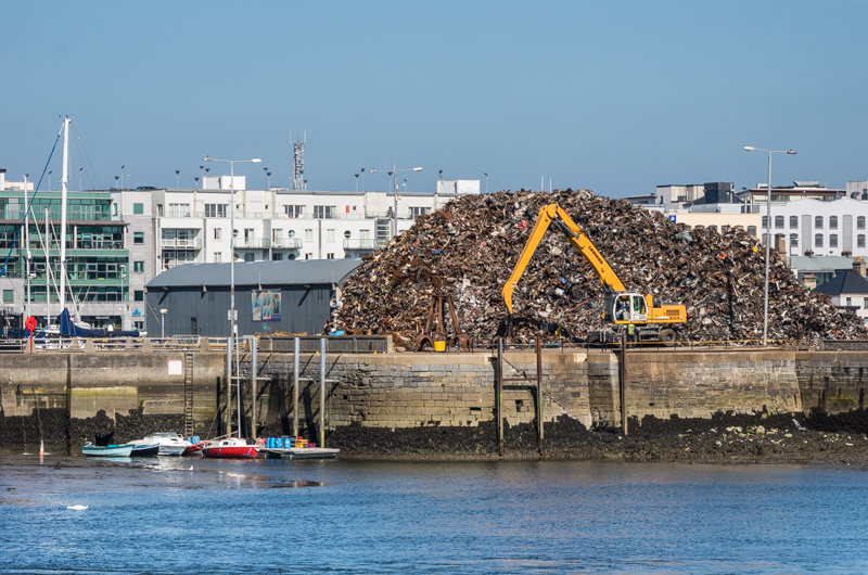 Metal scrap pile for recycling and recovery